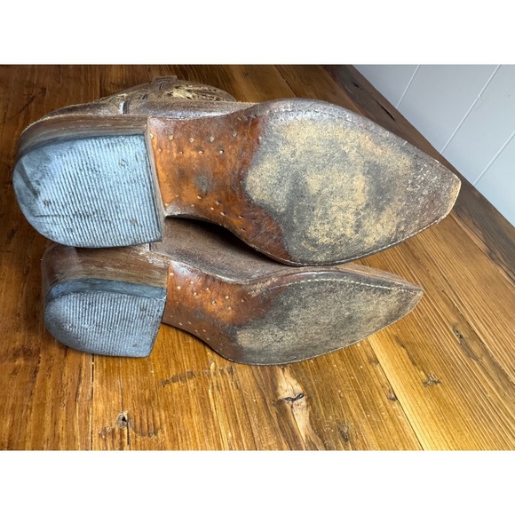 Frye Daisy Duke Western Boots Women's 9M Brown Leather Python Studded Vintage - Picture 10 of 16